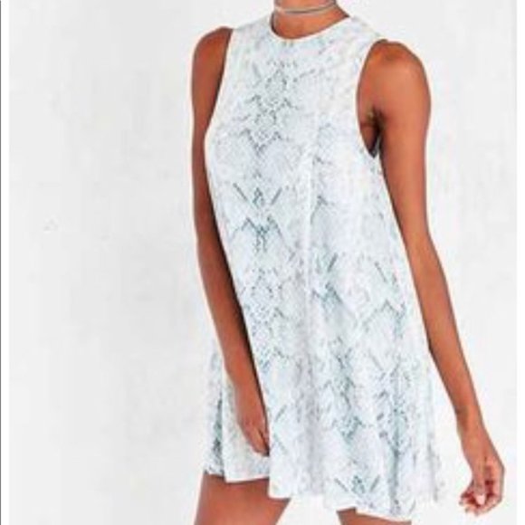 Silence+Noise Blue Snakeskin Shoft Dress - Picture 1 of 10